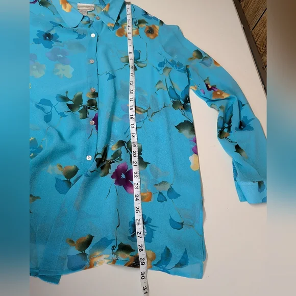 Coldwater Creek 100% Silk Floral Blouse - Picture 9 of 10